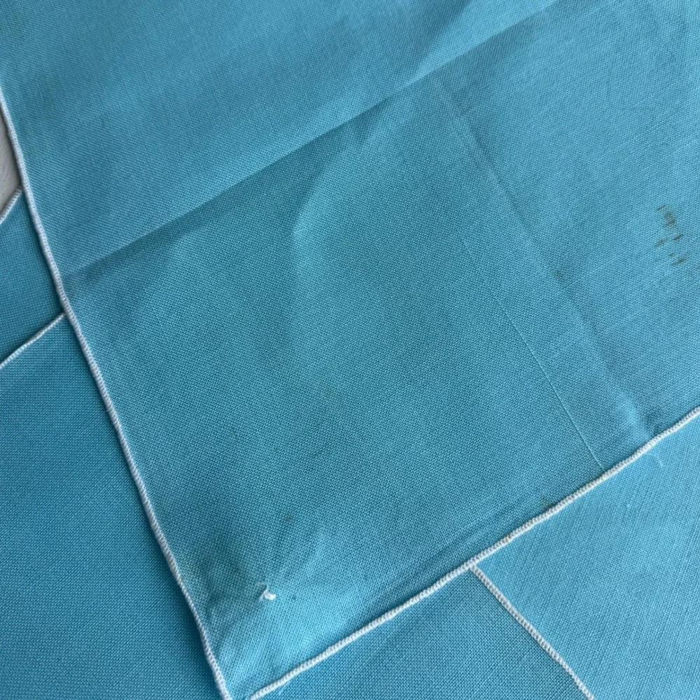 Vintage Aqua Blue Daisy Applique Cocktail Napkins Set of 6 12 Inch